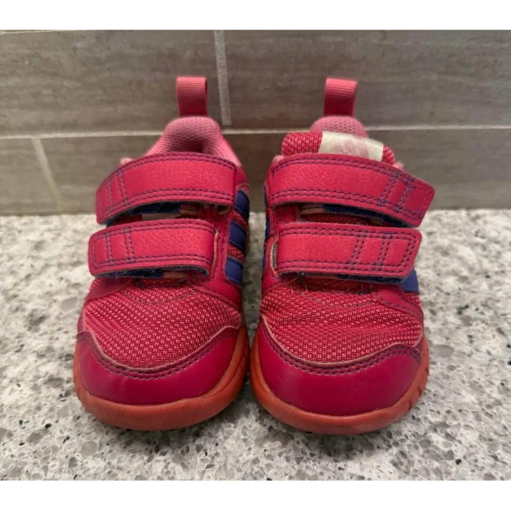Little Girls Toddler Adidas Pink with Purple Hook & Loop‎ Sneakers/Shoes-Size 5K